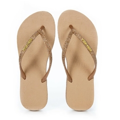 Chinelo Coca Cola Glitter Bege e Cobre CC3445