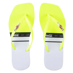 Chinelo Fem Coca Cola Square Daytona Branco e Amarelo CC3631