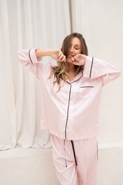 Pijama camisero de Seda Pink - comprar online