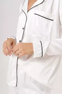 Pijama Camisero de Sedita Malagá Blanco - comprar online