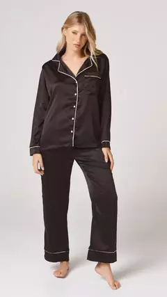 Pijama Camisero de Sedita Malagá Negro - tienda online