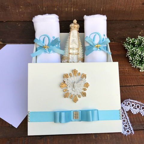 Caixa Padrinhos com Toalhas Bordadas