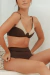 Top Meia taça recortes Marrom / Puncake