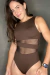Maiô Body Regata recorte tela Marrom