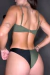 Conjunto: Top Meia Taça recortes + Calcinha Asa delta bicolor Verde militar com preto na internet