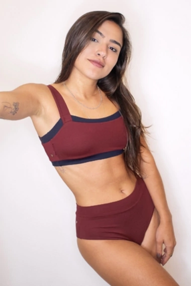 Top Faixa dupla face Bordô com preto