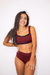 Conjunto: Top Faixa dupla face + Calcinha Hot Pant dupla face Bordô com preto - comprar online