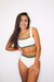 Conjunto: Top Faixa dupla face + Calcinha Hot Pant dupla face Verde Militar com off white - Coconut Made