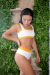 Calcinha Hot Pant dupla face Mostarda com off white