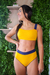 Calcinha Hot Pant dupla face Mostarda com Azul marinho - Coconut Made