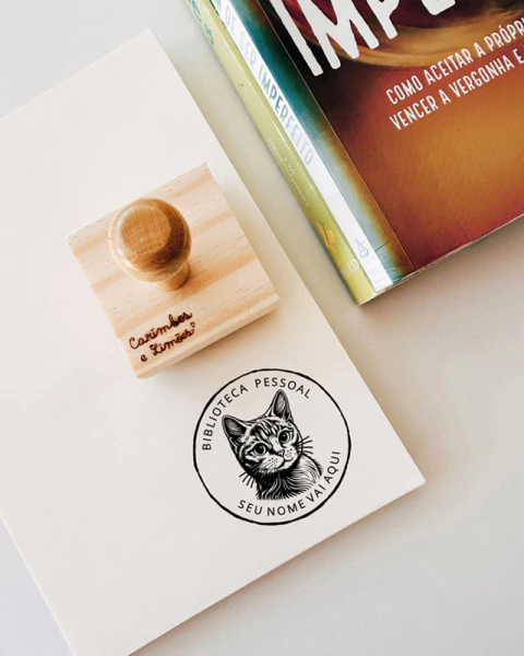 Carimbo gato - biblioteca pessoal personalizado com nome