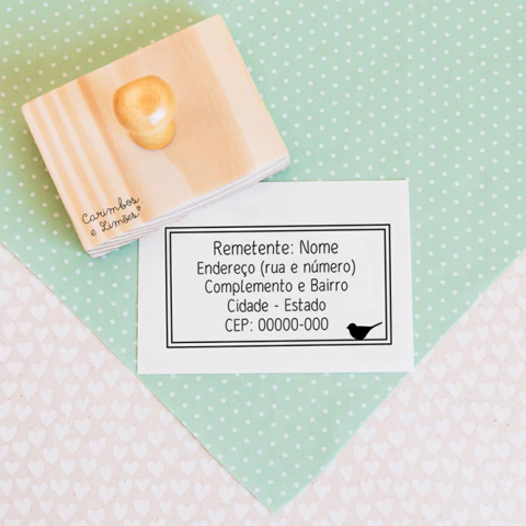 Carimbo remetente com nome e endereço personalizado - passarinho - comprar online