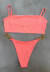 Conjunto Biquíni Top Reto Com Calcinha Correntes Coral Neon - comprar online