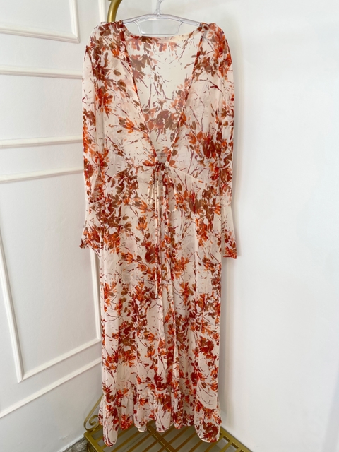 Kimono Longo Estampado Floral