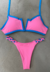 Conjunto Biquíni Top Aro V Com Calcinha de Trança Rosa e Azul