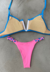 Conjunto Biquíni Top Aro V Com Calcinha de Trança Rosa e Azul na internet