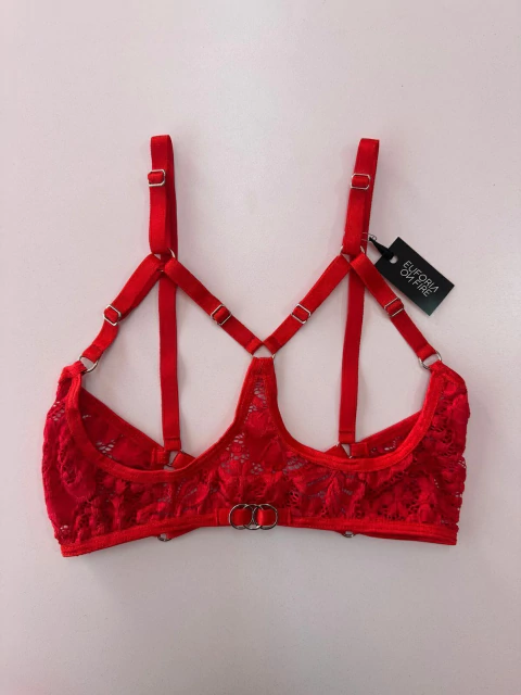 CORPIÑO ABIERTO ENCAJE ROJO