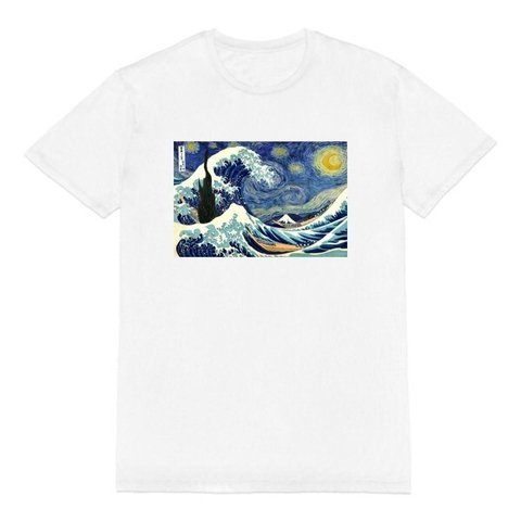Remera la noche estrellada ola de kanagawa