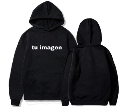 Buzo Negro Personalizado Clasico cinco estampa