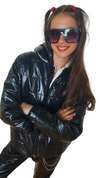 CAMPERA ABRIGO NEGRO CHAROLADO NENA - comprar online