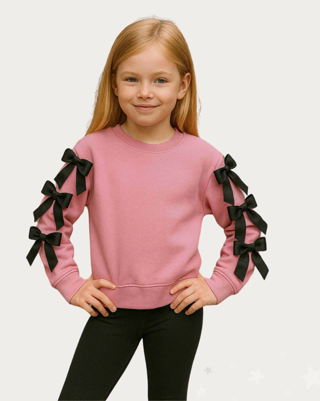 Conjunto de Buzo Rosa con Moños y calza frisada