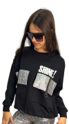 Buzo Rustico SHINE Negro Combinado Foil Plata Oscuro