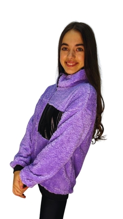 CAMPERA CORDERITO LILA C/BOLSILLO