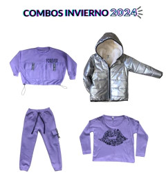 MEGA COMBO DE INVIERNO + CONJUNTO VIOLETA + CAMPERA PLATEADA