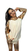 Conjunto Metalizado Blanco y dorado