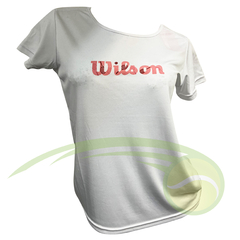 Remera Wilson - Logo Blanco/Rojo Mujer