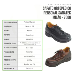 Sapato Terapêutico - Masculino Milão Par 7008 - Sanatek