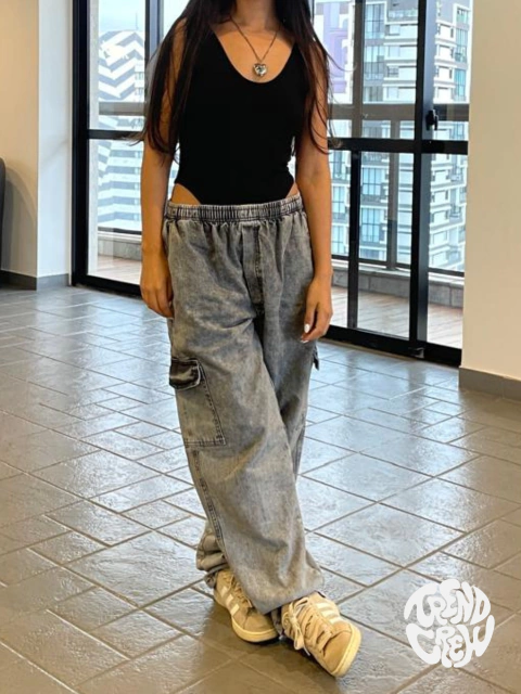 CALÇA CARGO JEANS ESTONADA CLARA UNISSEX