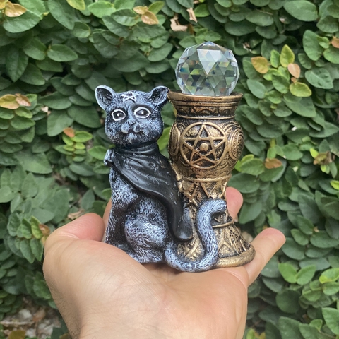 Gato Protetor Cristal - Resina (10cm)