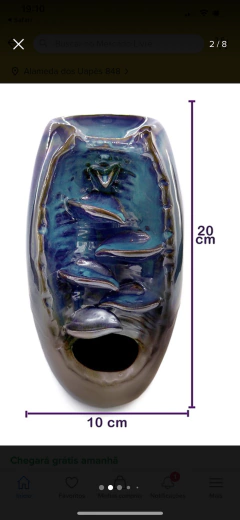Incensário Azul e Marrom - Cascata/cerâmica - loja online