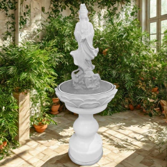 Fonte de Água Kuan Yin C/ Pilar - Marmorite (125cm) - comprar online