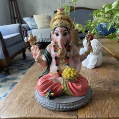 Ganesha Lótus C/ Rato - Resina (22cm) na internet