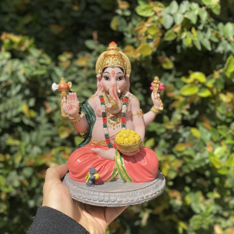 Ganesha Lótus C/ Rato - Resina (22cm) - comprar online