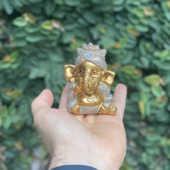 Escultura Trio Ganesha Dourado Com Glitter Resina na internet