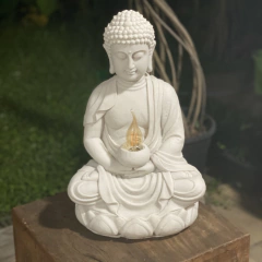 Escultura Luminária Buda Marmorite 44cm