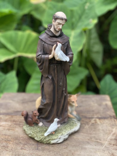 Escultura São Francisco de Assis - Resina Veronese (30cm) - Zenz Arts