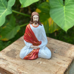 Escultura Jesus Meditando Gesso (19cm)