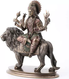 Escultura Durga Leão Meditação - Veronese (26cm)
