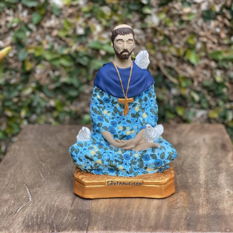 Escultura São Francisco de Assis Meditando 19cm - comprar online