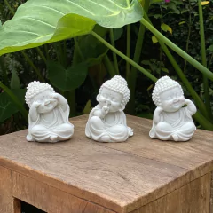Imagem do Escultura Trio Budas Sábios - Marmorite (12.5cm)