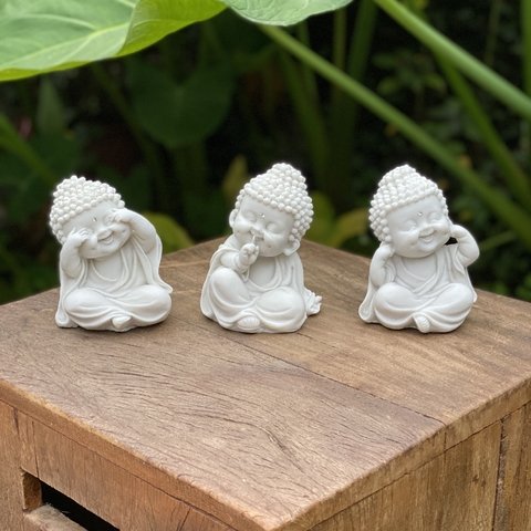 Escultura Trio Budas Sábios - Marmorite (12.5cm) - comprar online
