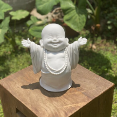 Escultura Monge Hotei Marmorite Gratidão/Alegria - Marmorite (26.5cm)