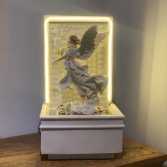 Fonte Anjo Pintado à mão - Marmorite (45cm) - Bi-Volt