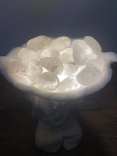 Luminária Buda Mármore Folha (23cm) - Zenz Arts