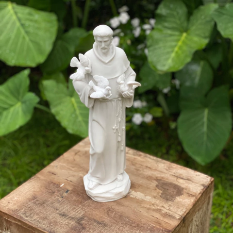 Escultura São Francisco de Assis Marmorite 41cm