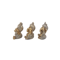Imagem do Escultura Trio Ganesha Dourado Com Glitter Resina
